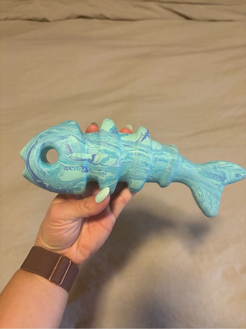 Teal Fish Dog Chew Toy - Picture 2 of 9